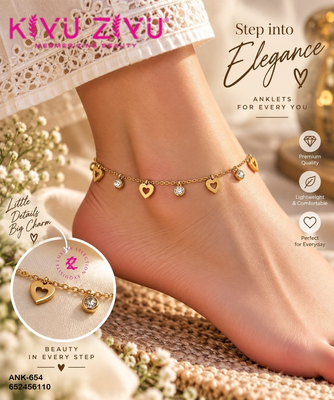 ank 654 2.jpg ANK-654 Anti-Tarnish Stainless Steel Anklets from Kiyu Ziyu by Zyra Creation