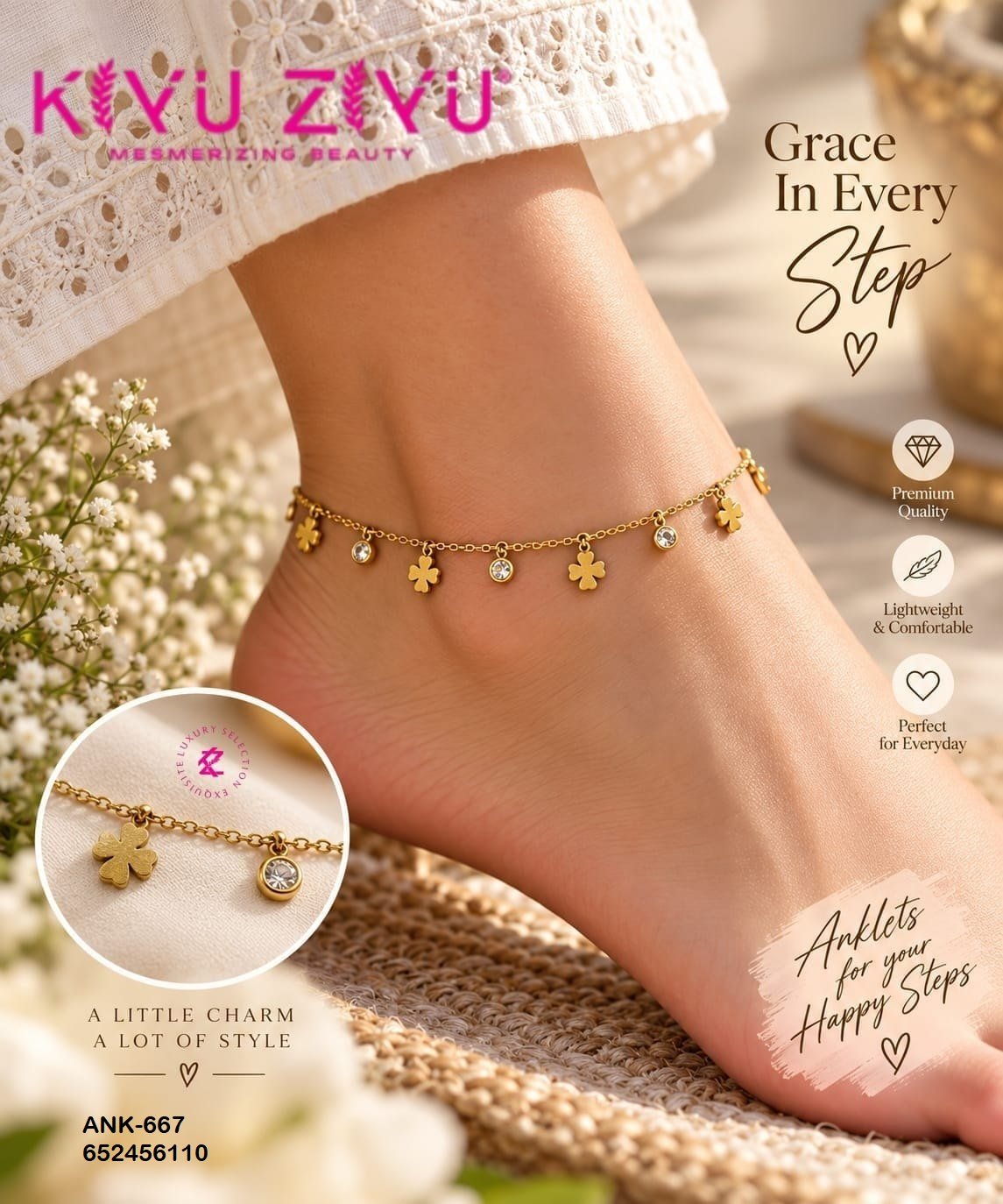 ank 667.jpg ANK-667 Anti-Tarnish Stainless Steel Anklets from Kiyu Ziyu by Zyra Creation