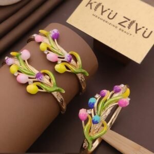 BR-10929 Anti Tarnish imported Enamel Flower Style Bracelet from Kiyu Ziyu by Zyra Creation