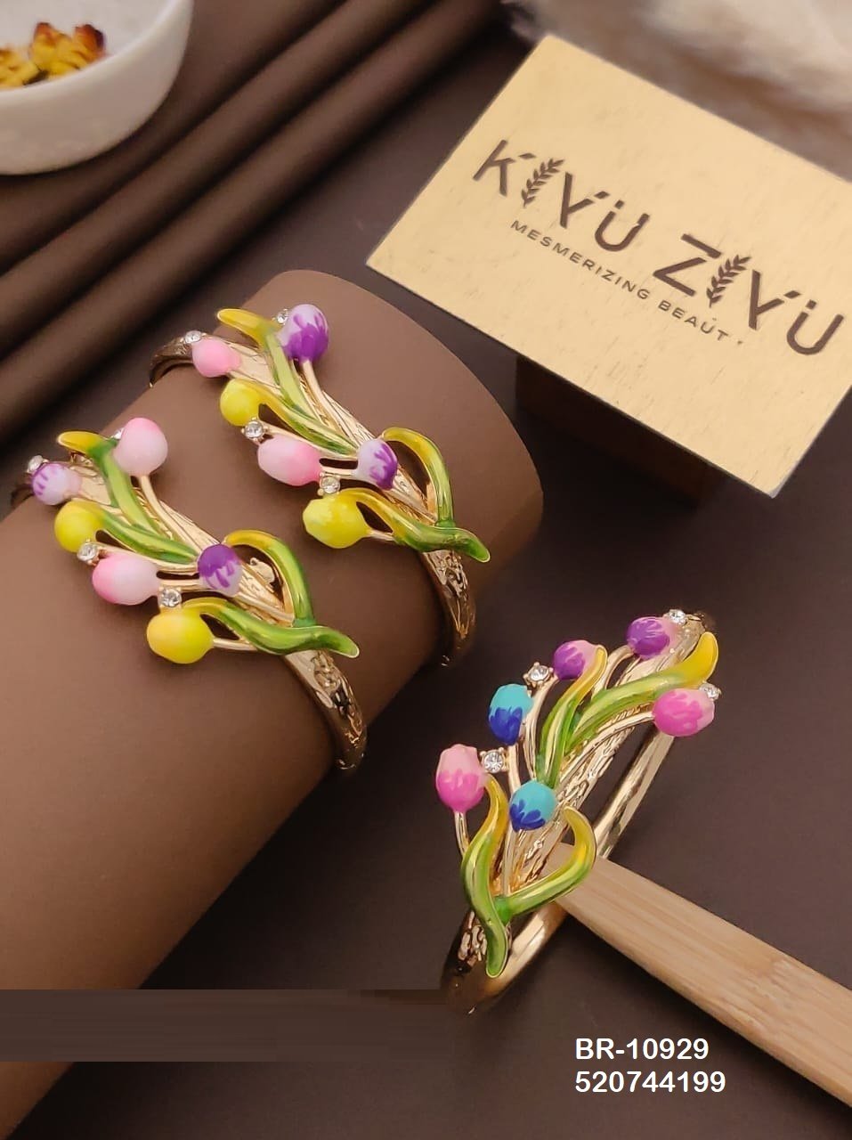 br 10929.jpg BR-10929 Anti Tarnish imported Enamel Flower Style Bracelet from Kiyu Ziyu by Zyra Creation