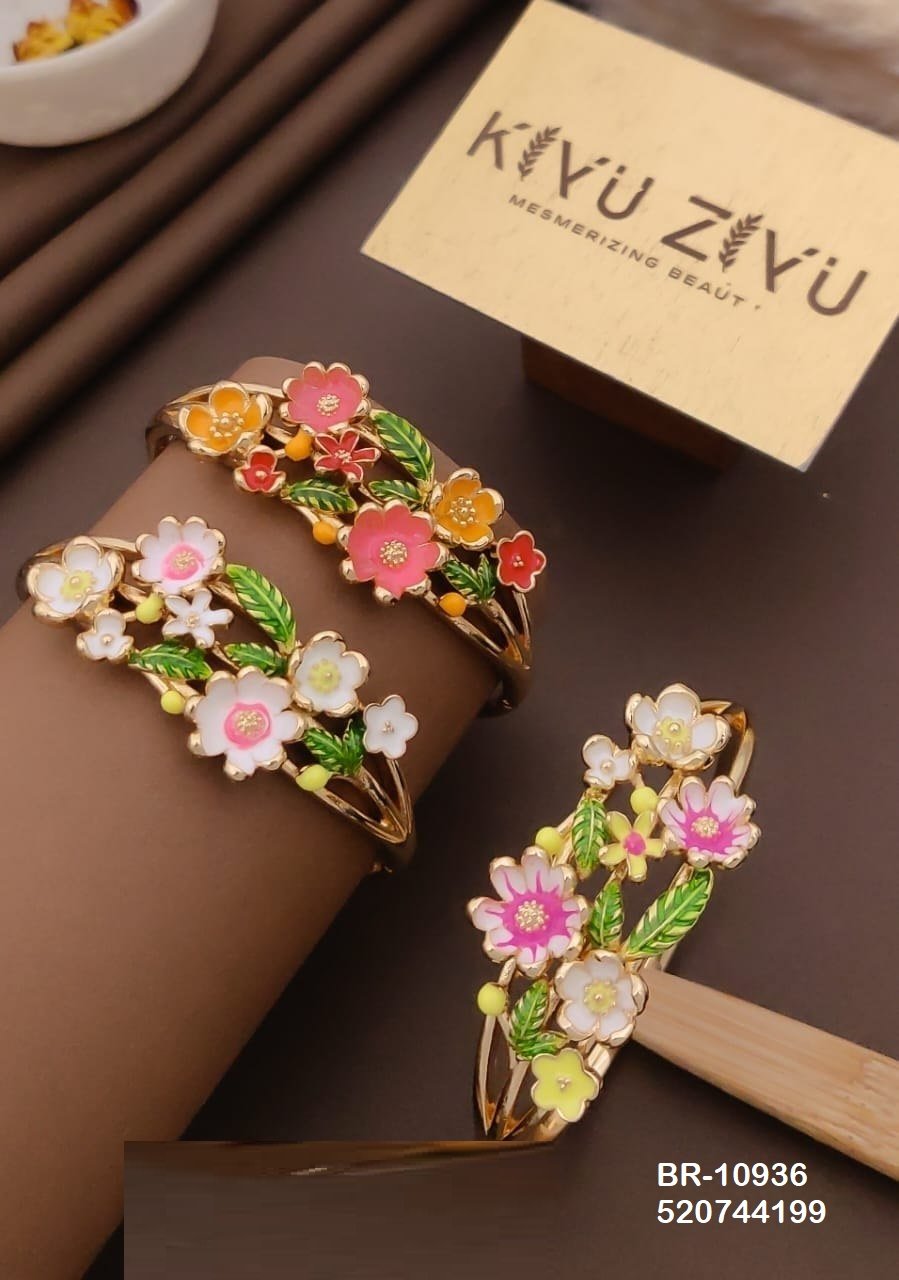 br 10936.jpg BR-10936 Anti Tarnish imported Enamel Flower Style Bracelet from Kiyu Ziyu by Zyra Creation