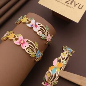 BR-10937 Anti Tarnish imported Enamel Flower Style Bracelet from Kiyu Ziyu by Zyra Creation