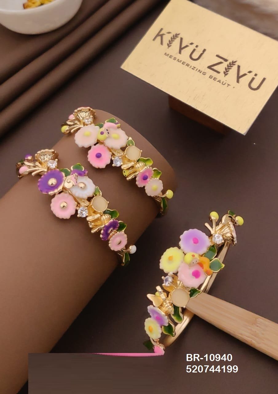 br 10940.jpg BR-10940 Anti Tarnish imported Enamel Flower Style Bracelet from Kiyu Ziyu by Zyra Creation
