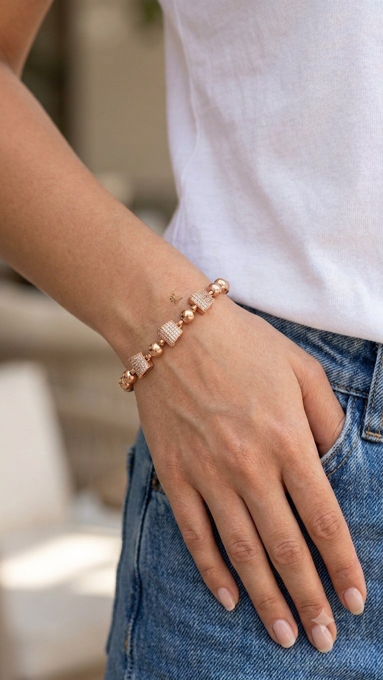 br 10997.jpg BR-10997 Anti-Tarnish Stainless Steel Rose Gold Plated Chain Bracelets from Kiyu Ziyu by Zyra Creation