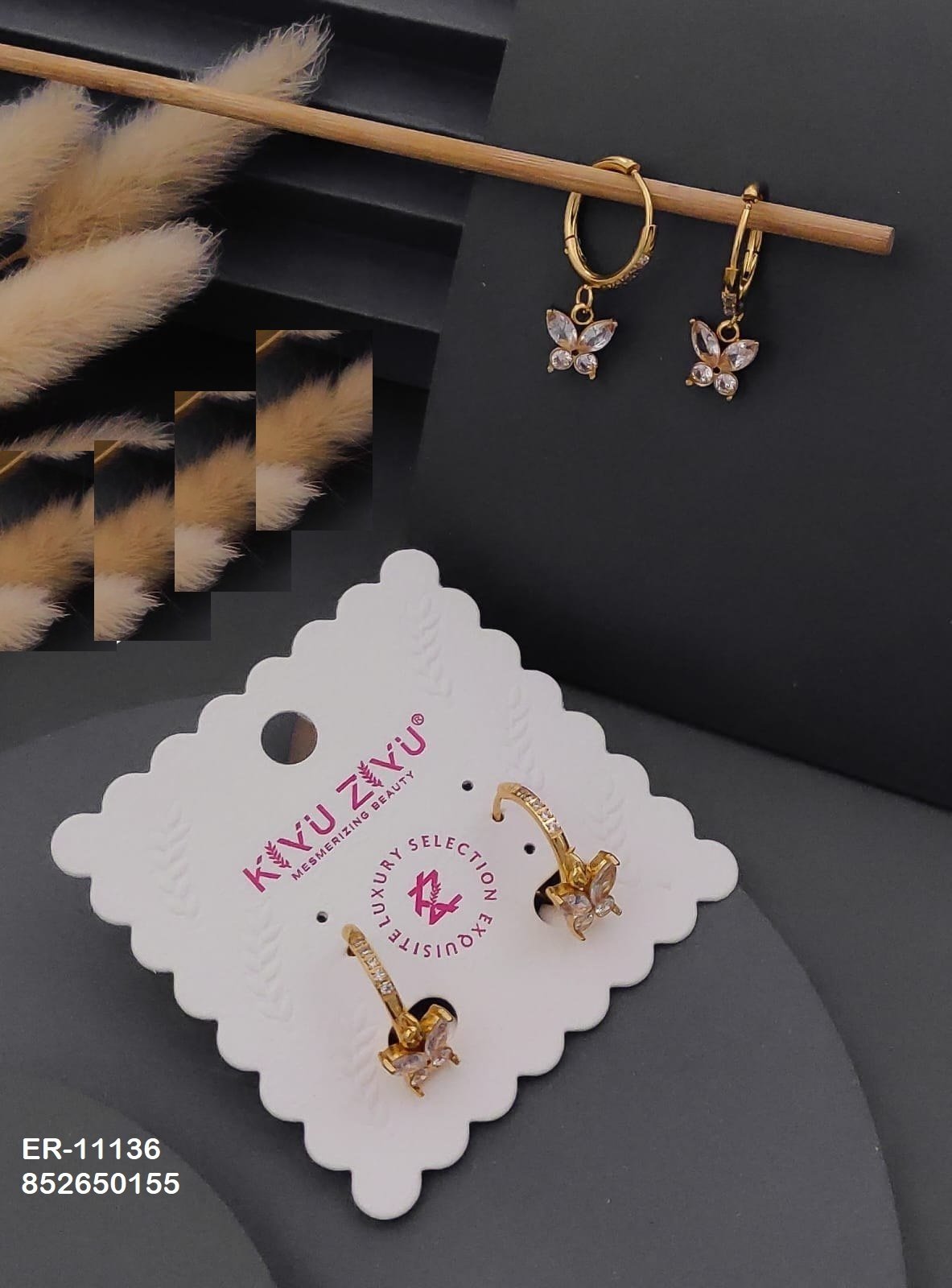 er 11136.jpg ER-11136 Anti-Tarnish Stainless Steel Earrings from Kiyu Ziyu by Zyra Creation