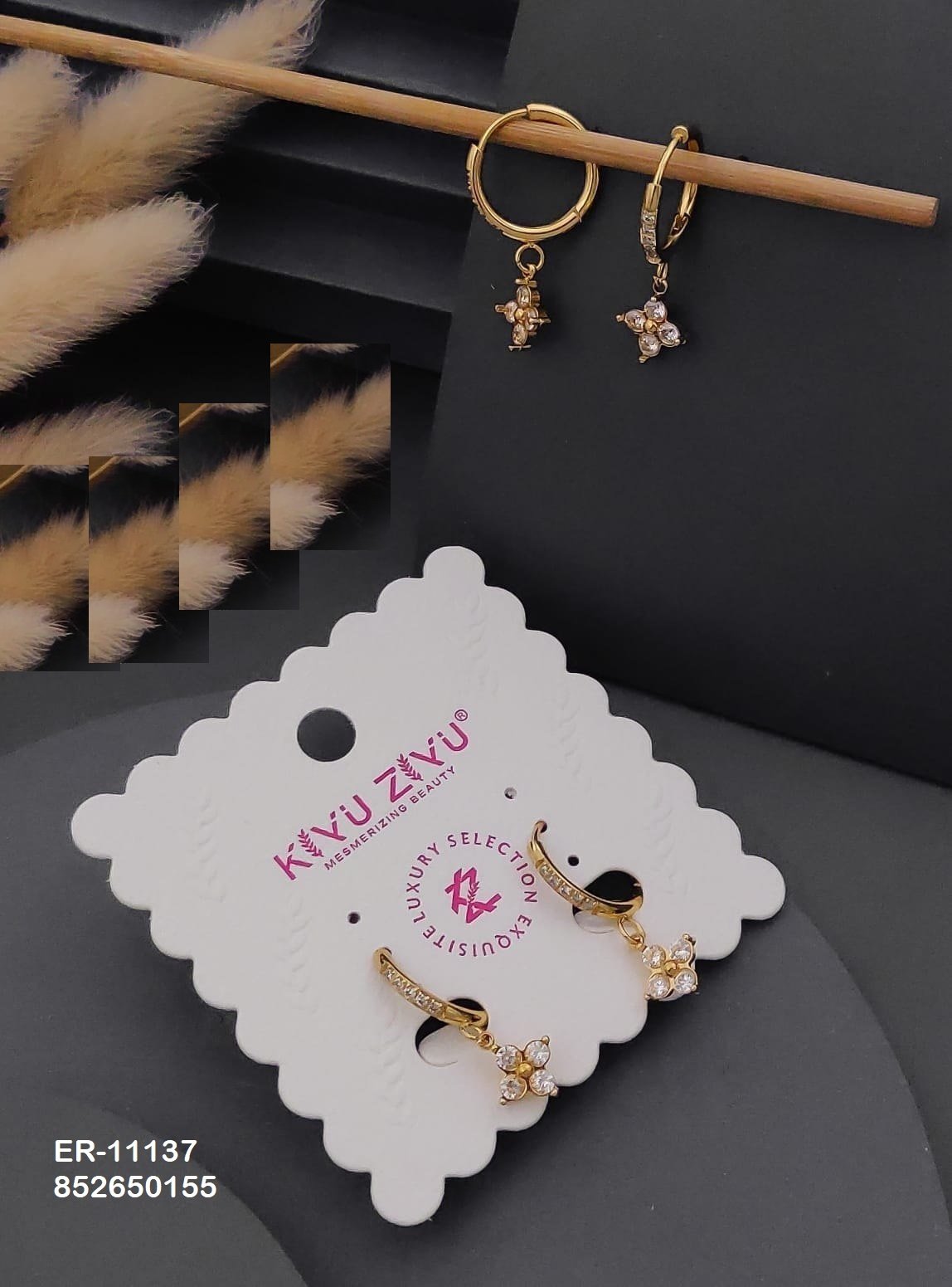 er 11137.jpg ER-11137 Anti-Tarnish Stainless Steel Earrings from Kiyu Ziyu by Zyra Creation