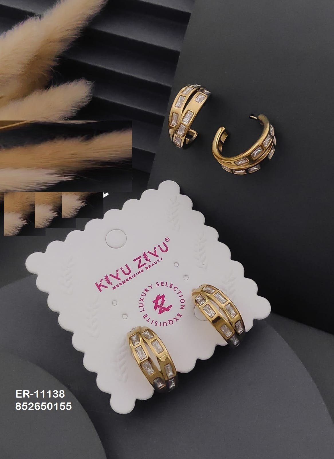 er 11138.jpg ER-11138 Anti-Tarnish Stainless Steel Earrings from Kiyu Ziyu by Zyra Creation