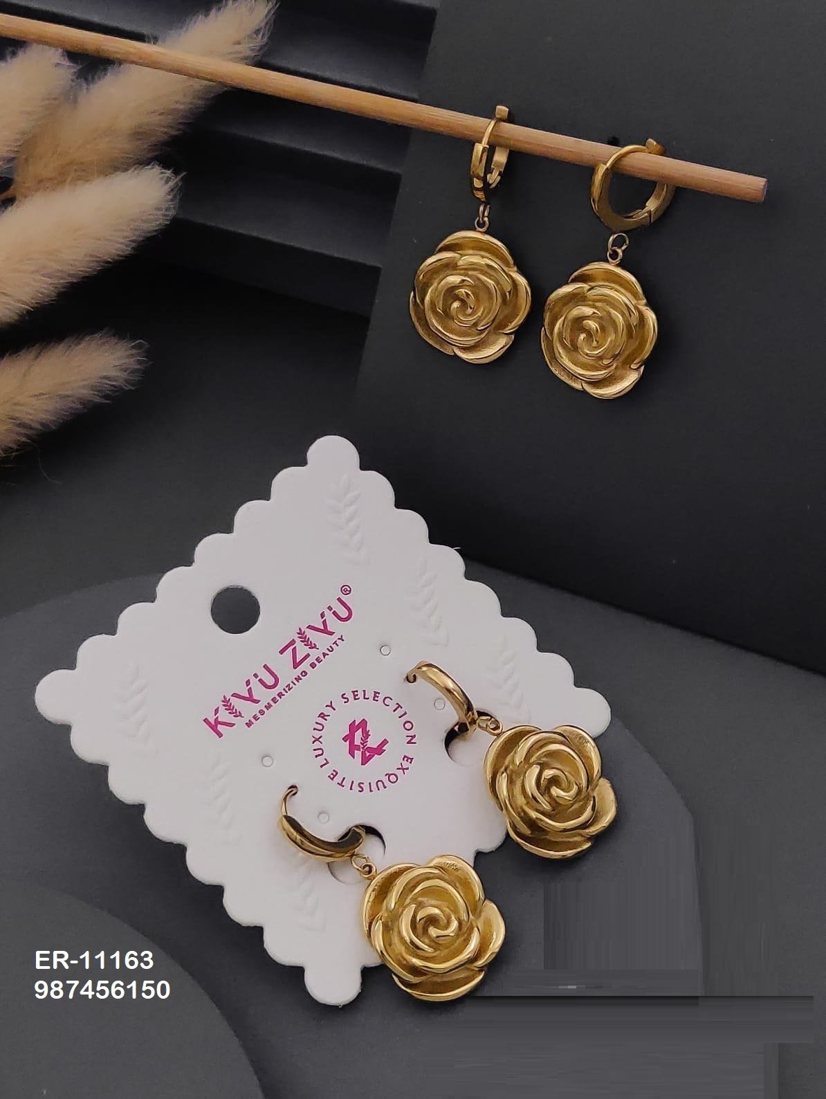er 11163.jpg ER-11163 Anti-Tarnish Stainless Steel Earrings from Kiyu Ziyu by Zyra Creation