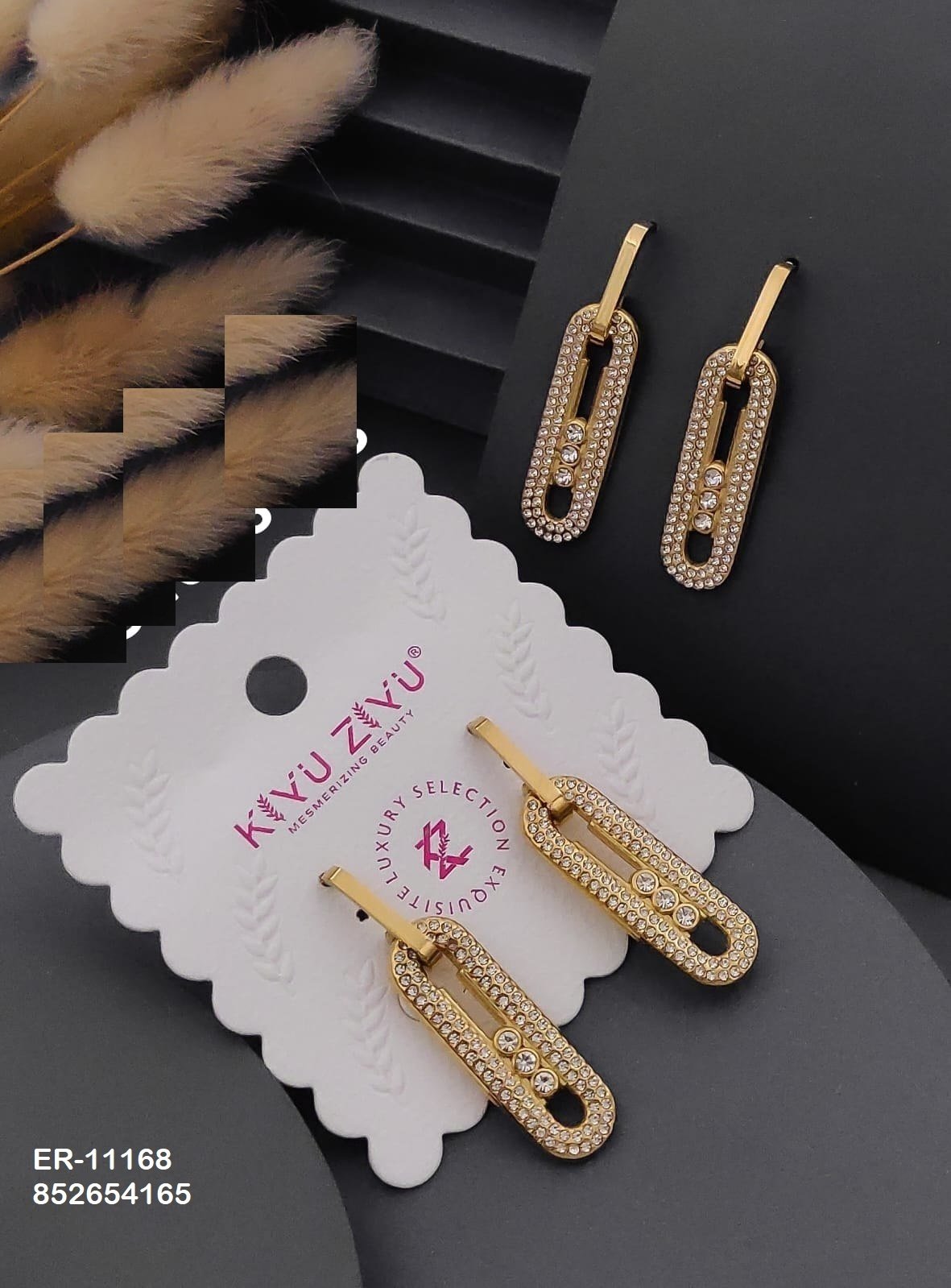 er 11168.jpg ER-11168 Anti-Tarnish Stainless Steel Earrings from Kiyu Ziyu by Zyra Creation