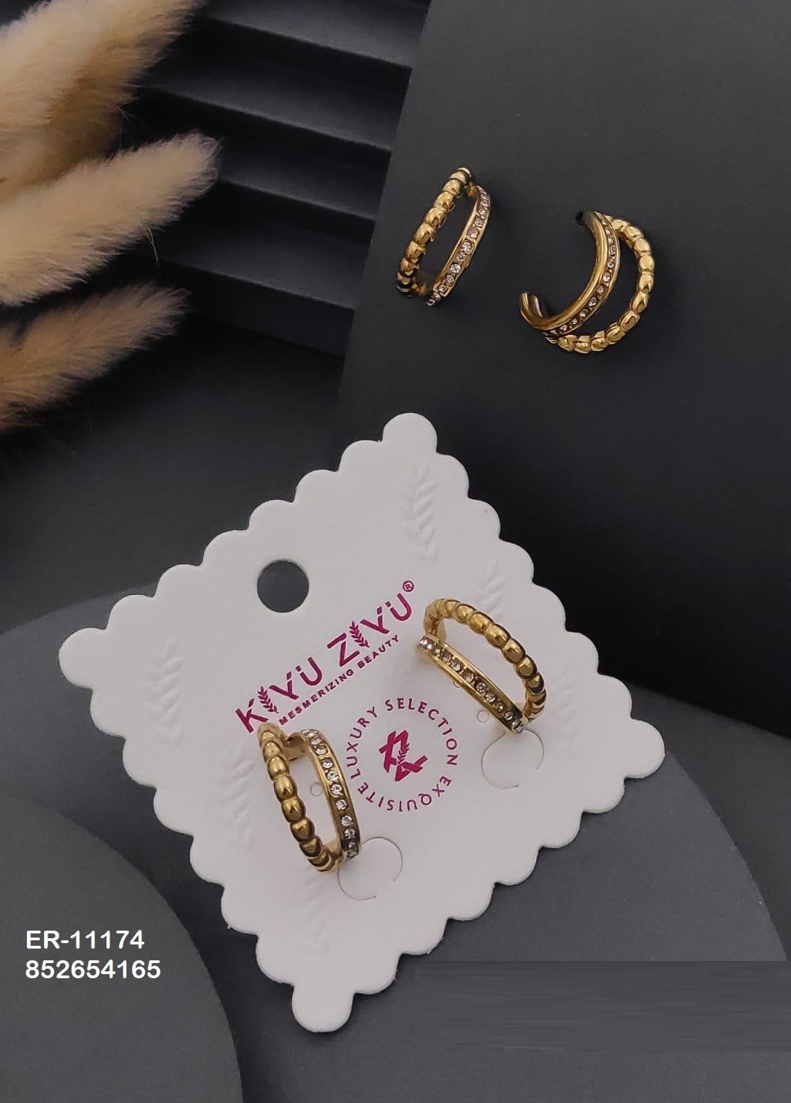 er 11174.jpg ER-11174 Anti-Tarnish Stainless Steel Earrings from Kiyu Ziyu by Zyra Creation