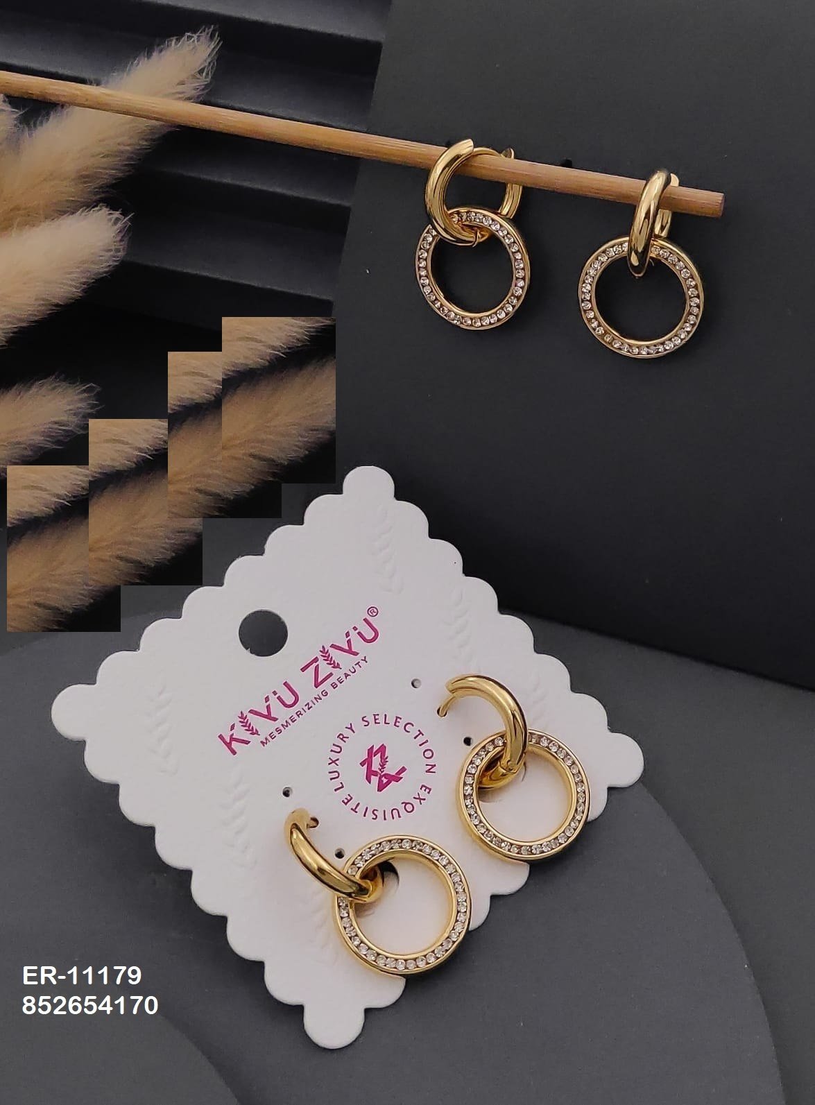 er 11179.jpg ER-11179 Anti-Tarnish Stainless Steel Earrings from Kiyu Ziyu by Zyra Creation