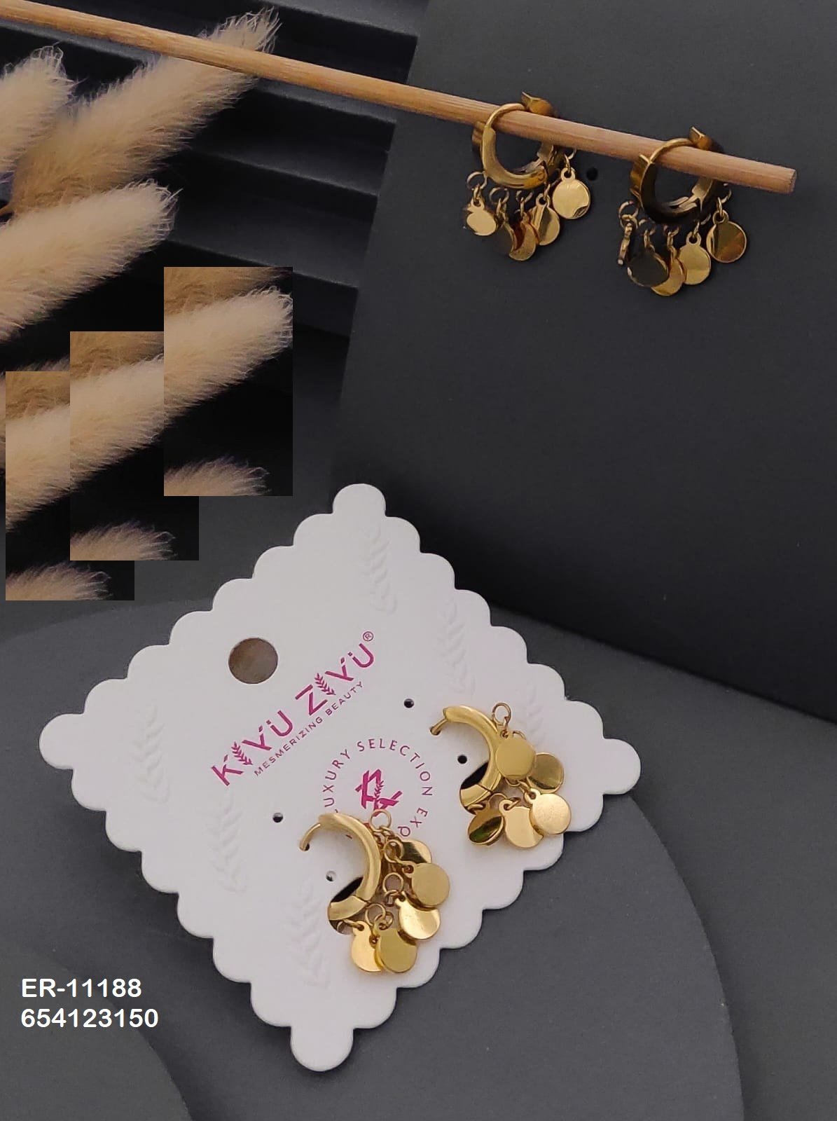er 11188.jpg ER-11188 Anti-Tarnish Stainless Steel Earrings from Kiyu Ziyu by Zyra Creation