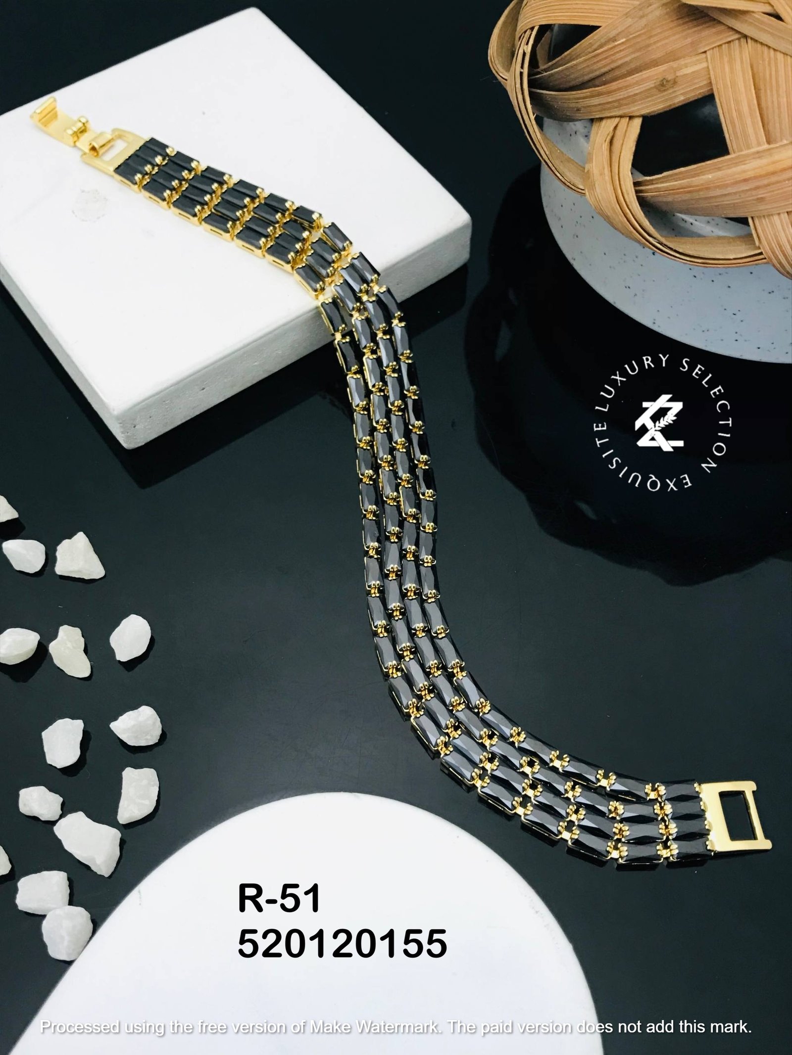 r 51.jpg R-51 Anti-Tarnish Stainless Steel Gold Plated Bracelet Style Bhabhi Rakhi from Kiyu Ziyu by Zyra Creation
