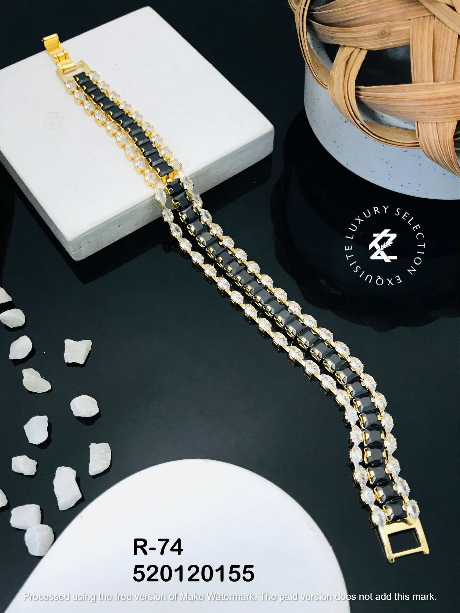 r 74.jpg R-74 Anti-Tarnish Stainless Steel Gold Plated Bracelet Style Bhabhi Rakhi from Kiyu Ziyu by Zyra Creation
