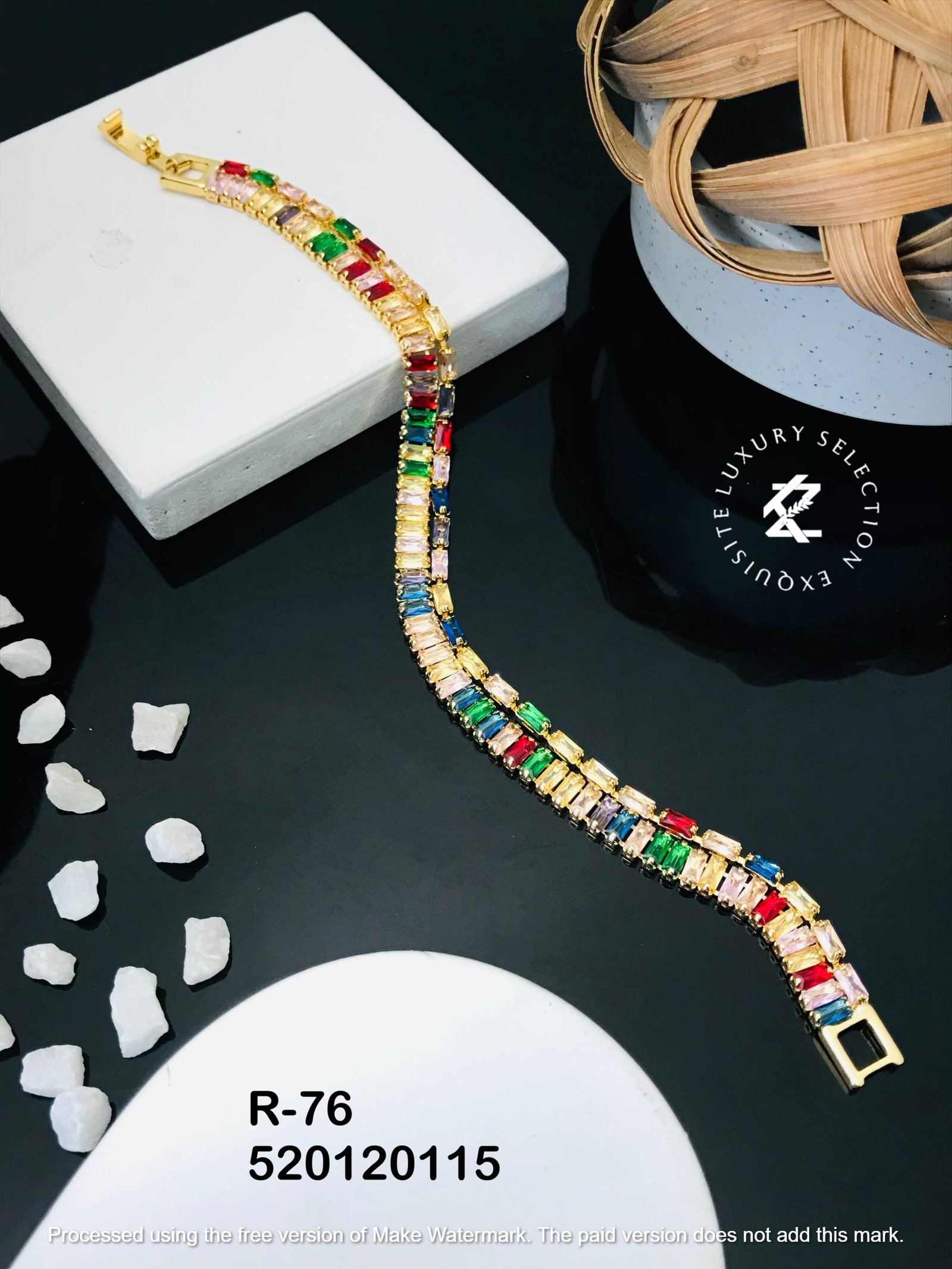 r 76.jpg R-76 Anti-Tarnish Stainless Steel Gold Plated Bracelet Style Bhabhi Rakhi from Kiyu Ziyu by Zyra Creation