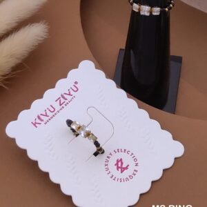 LR-V655 Anti-Tarnish Stainless Steel Black Beads Free Size Rings from Kiyu Ziyu by Zyra Creation