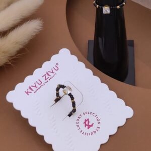 LR-V659 Anti-Tarnish Stainless Steel Black Beads Free Size Rings from Kiyu Ziyu by Zyra Creation