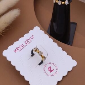 LR-V663 Anti-Tarnish Stainless Steel Black Beads Free Size Rings from Kiyu Ziyu by Zyra Creation