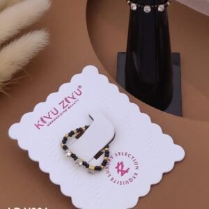 LR-V664 Anti-Tarnish Stainless Steel Black Beads Free Size Rings from Kiyu Ziyu by Zyra Creation