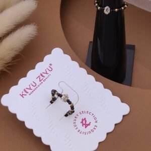 LR-V665 Anti-Tarnish Stainless Steel Black Beads Free Size Rings from Kiyu Ziyu by Zyra Creation