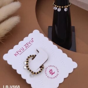 Home LR-V668 Anti-Tarnish Stainless Steel Black Beads Free Size Rings from Kiyu Ziyu by Zyra Creation