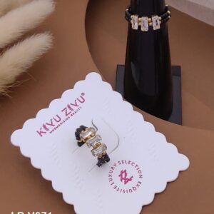 Home LR-V671 Anti-Tarnish Stainless Steel Black Beads Free Size Rings from Kiyu Ziyu by Zyra Creation