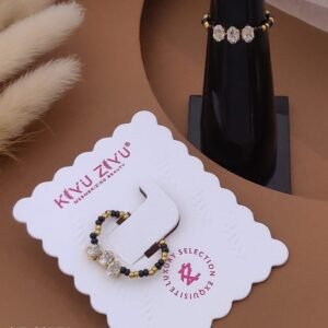 Home LR-V672 Anti-Tarnish Stainless Steel Black Beads Free Size Rings from Kiyu Ziyu by Zyra Creation