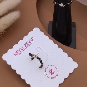 Home LR-V673 Anti-Tarnish Stainless Steel Black Beads Free Size Rings from Kiyu Ziyu by Zyra Creation