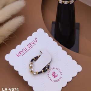Home LR-V674 Anti-Tarnish Stainless Steel Black Beads Free Size Rings from Kiyu Ziyu by Zyra Creation