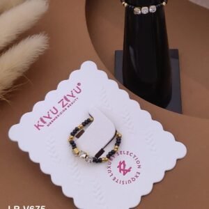 Home LR-V675 Anti-Tarnish Stainless Steel Black Beads Free Size Rings from Kiyu Ziyu by Zyra Creation
