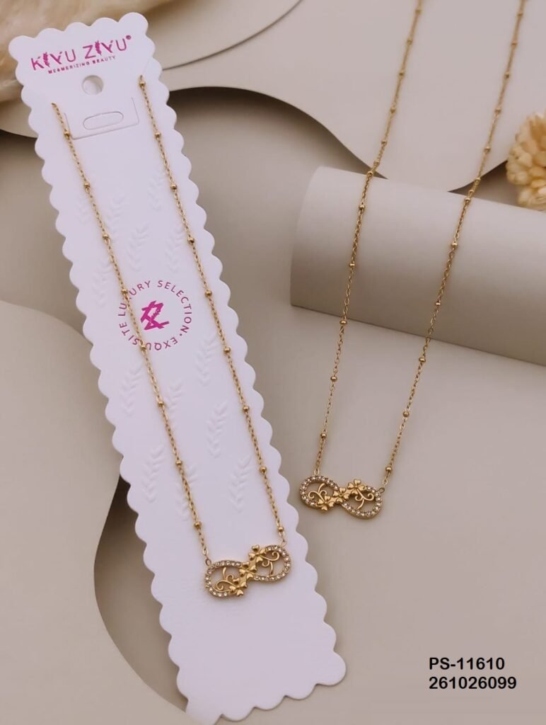 PS-11610 Anti-Tarnish Stainless Steel Necklace Under 99 from Kiyu Ziyu by Zyra Creation