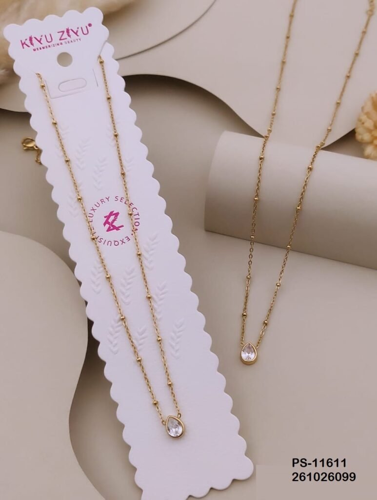 PS-11611 Anti-Tarnish Stainless Steel Necklace Under 99 from Kiyu Ziyu by Zyra Creation