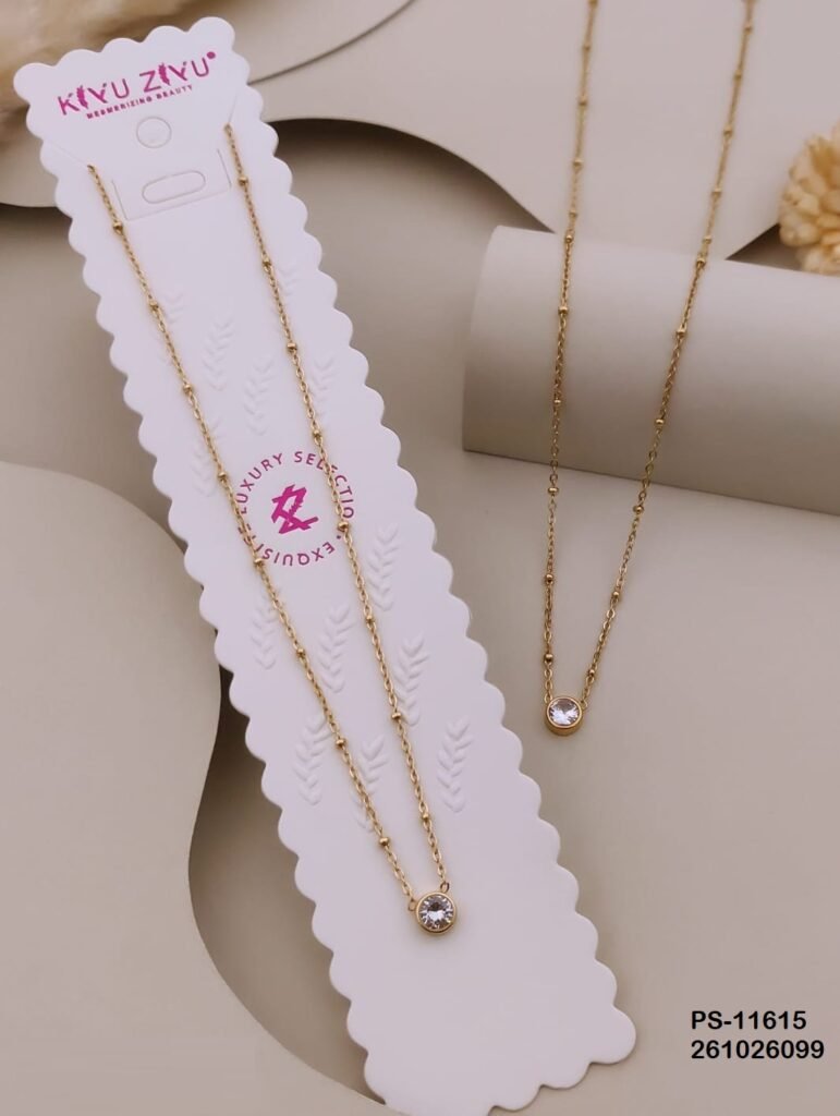 PS-11615 Anti-Tarnish Stainless Steel Necklace Under 99 from Kiyu Ziyu by Zyra Creation